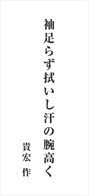 袖足らず拭いし汗の腕高く 貴宏 作